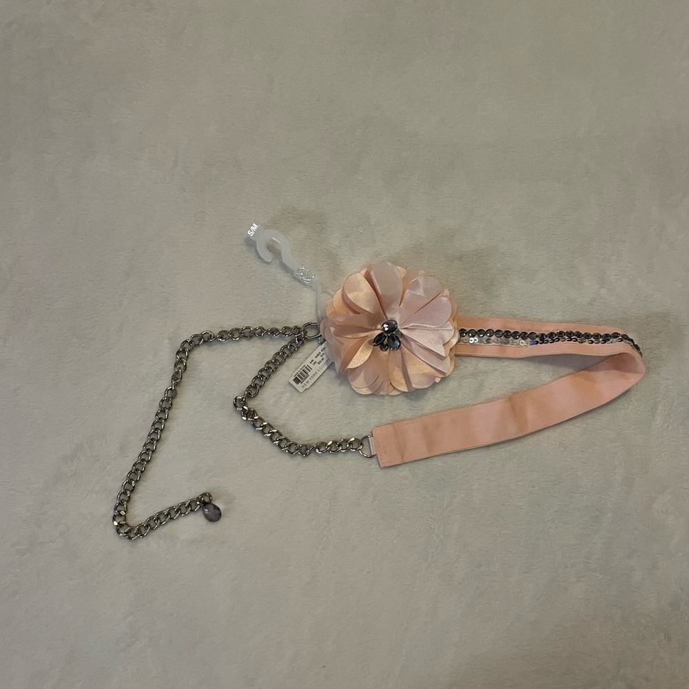 New York and company pink flower chain belt